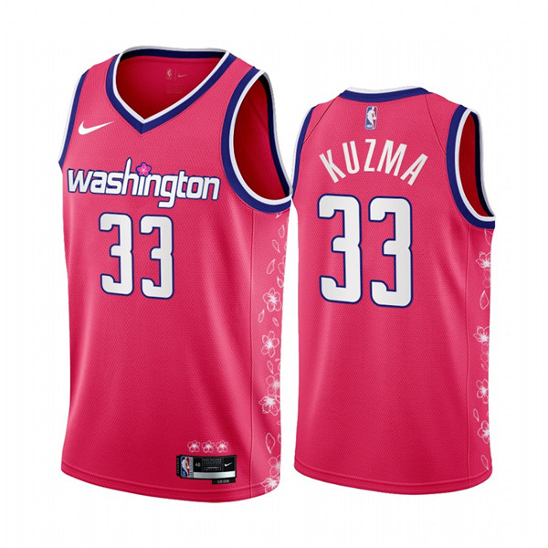 Youth Washington Wizards #33 Kyle Kuzma 2022/23 Pink City Edition Limited Stitched Basketball Jersey